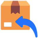 Icon of a cardboard box with a blue arrow pointing to it, symbolizing shipping or delivery.
